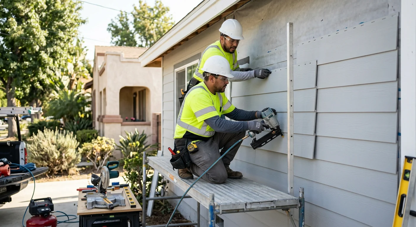 Siding contractor answering a homeowner call about exterior repairs in Los Angeles